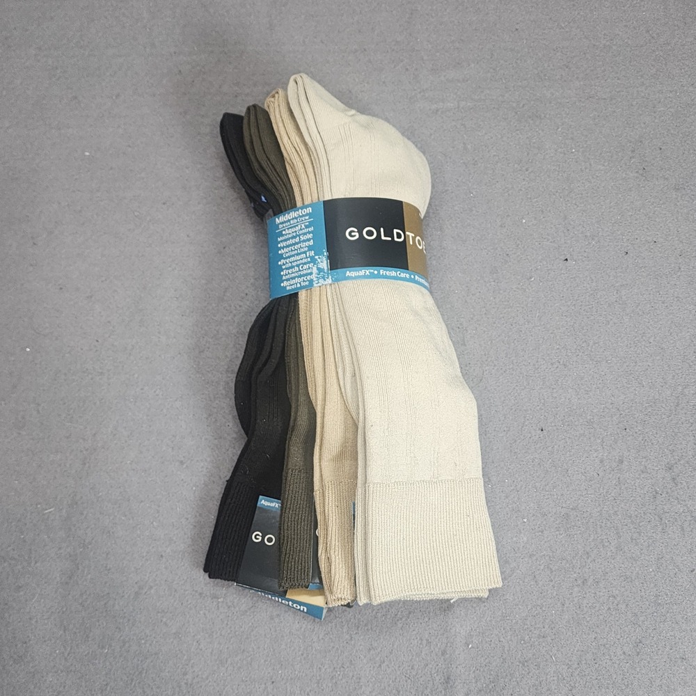 Goldtoe Middleton Dress Socks Multi Color Ribbed Crew 3 Pair‎ Pack Mens 10-13